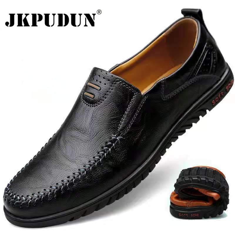 Genuine Leather Black With White Thread LOAFERS – Driving Shoes For Men -  Ambur Online Leathers